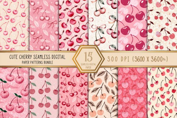 Download Cute Cherry Seamless Patterns Bundle - Pattern Collection