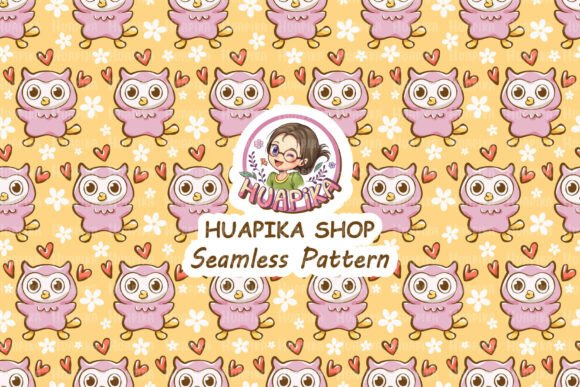 Download Pattern of Pink Owl and a Red Heart - Pattern Collection