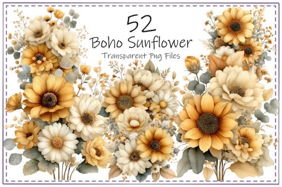 Download Boho Sunflower Clipart Bundle - Premium Resources