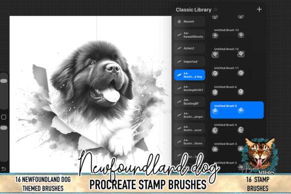 Download Newfoundland Dog Procreate Brush Stamps - Premium Resources