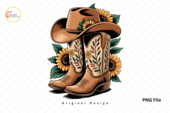 Download Rustic Sunflower Cowgirl Boots PNG - Premium Resources