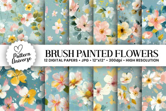 Download Brush Painted Flowers Seamless Pattern - Pattern Collection