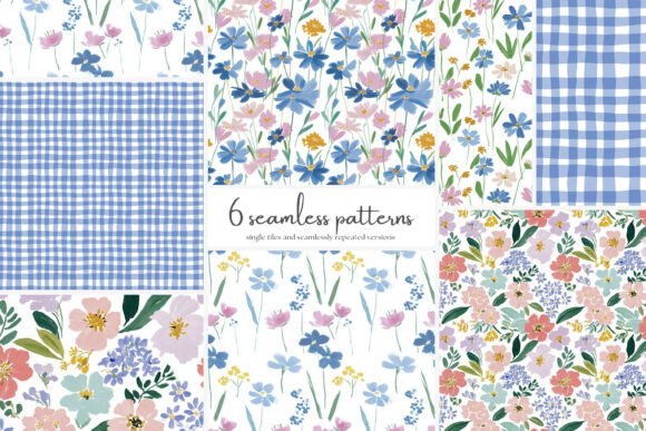 Download Spring Meadow Floral Seamless Patterns - Pattern Collection