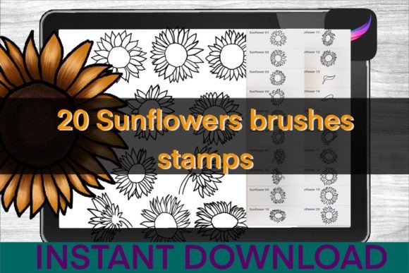 Download Sunflower Brushes Procreate Stamps - Sunflower Collection