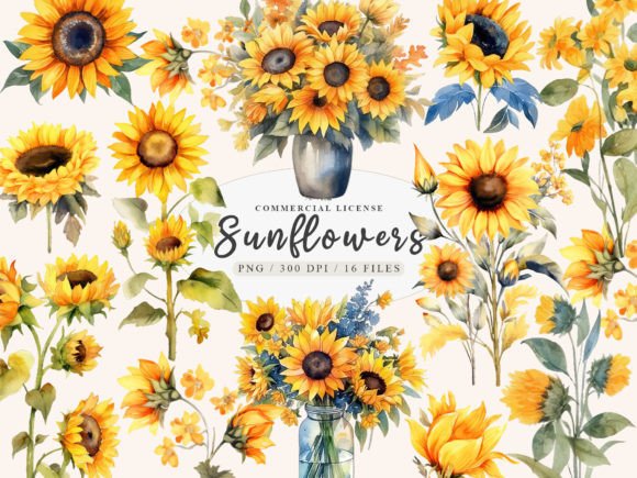 Download Sunflower Clipart, Modern Wreath Clipart - Sunflower Collection