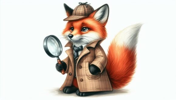 Download Fox in a Detective Coat with a Magnifyin - Premium Bundle