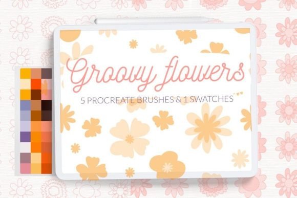 Download Groovy Flowers Pattern Brushes. Retro - Pattern Collection