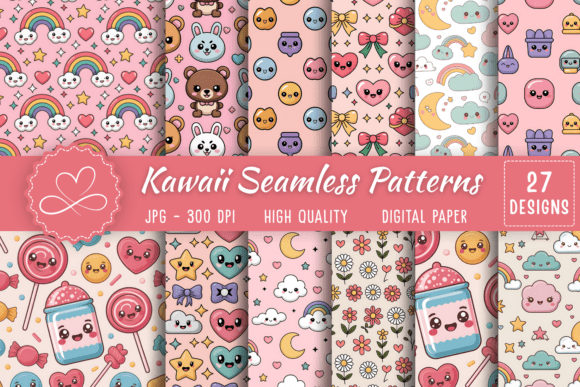 Download Kawaii Seamless Patterns - Pattern Collection