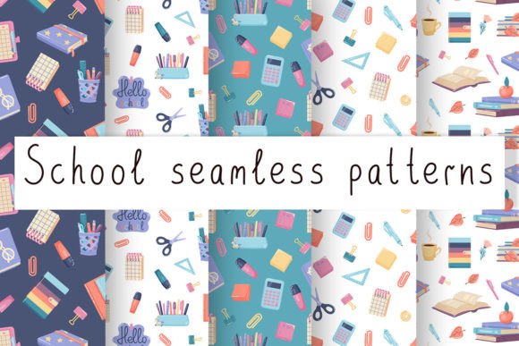Download School Seamless Patterns Digital Paper - Pattern Collection