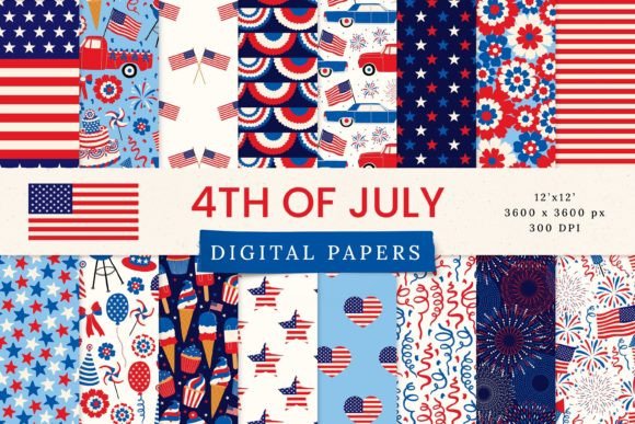 Download 4th of July Patriotic Seamless Patterns - Pattern Collection