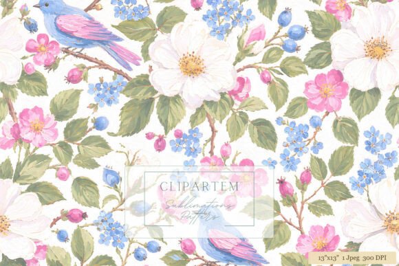 Download Bluebird Floral Sublimation Pattern - Pattern Collection