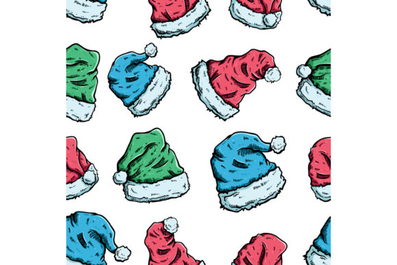 Download Hand Draw Christmas Hat Seamless Pattern - Pattern Collection