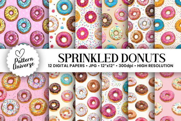 Download Sprinkled Donuts Seamless Patterns - Pattern Collection